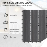 Outsunny Piastrelle da Giardino Incastrabili Set da 11 Mattonelle per Esterno 30x30cm Grigio(m-5)