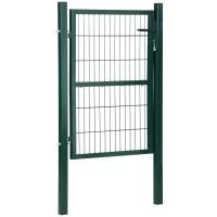 HOMCOM furtka ogrodowa furtka ogrodzeniowa bramka na podwórko stalowa z klamką zamek i klucze 97 x 170 cm kolor zielony(m-1)