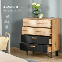 HOMCOM Cassettiera in Stile Industriale - Legno(m-4)