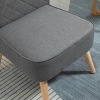 HOMCOM Poltrona Imbottita con Rivestimento Effetto Lino, Poltroncina da Camera, Soggiorno, Cucina in Legno, Grigio(m-9)