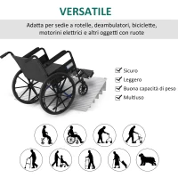 HOMCOM Rampa per Sedia a Rotelle in Lega di Alluminio Lunghezza Regolabile e Antiscivolo, Capacità 318kg 86.5x67x12.5cm(m-6)