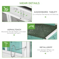 PawHut Hühnerstall Hühnerhaus mit Nistkasten Rampe winterfest Hühnervoliere 2 Ebenen Gehege leicht zu reinigen Tannenholz Stahl Asphalt Blau 193 x 78 x 115 cm(m-4)