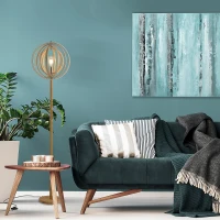 HOMCOM Lampa de Podea Design cu Abajur cu Inele Reglabile din Lemn Becuri E27 Ф38 x 160 cm(m-2)