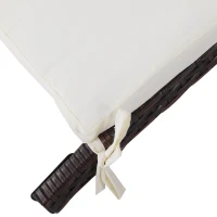 Outsunny Sezlong Scaun de Gradina Ergonomic in Rattan cu Saltea Detasabila, Alb, 196x61x53cm(m-7)