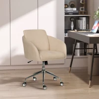 Vinsetto Bürostuhl mittelhoch Schreibtischstuhl Drehstuhl ergonomischer Computerstuhl höhenverstellbar Samt-Touch Metall Beige 64 x 63,5 x 90,8 cm(m-2)
