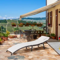 Outsunny Sezlong Scaun de Gradina Ergonomic in Rattan cu Saltea Detasabila, Alb, 196x61x53cm(m-2)