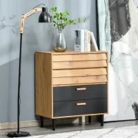 HOMCOM Cassettiera in Stile Industriale - Legno(m-2)