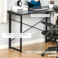 HOMCOM Scrivania Angolare a Scomparsa Pieghevole con 2 Ripiani Laterali in Legno e Metallo, Nera, 120x72.5x76.5cm(m-7)