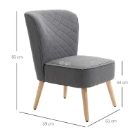 HOMCOM Poltrona Imbottita con Rivestimento Effetto Lino, Poltroncina da Camera, Soggiorno, Cucina in Legno, Grigio(m-3)
