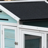 PawHut Hühnerstall Hühnerhaus mit Nistkasten Rampe winterfest Hühnervoliere 2 Ebenen Gehege leicht zu reinigen Tannenholz Stahl Asphalt Blau 193 x 78 x 115 cm(m-8)