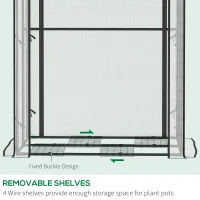 Outsunny Mini Greenhouse with Shelves Portable Garden Grow House Tomato Greenhouse for Plants with Roll Up Door and Vents, 100 x 80 x 150cm, White(m-7)
