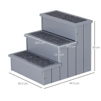 PawHut Scara pentru caini 3 trepte cu covor antiderapant si spatiu de depozitare intern, 40,5x44,5x38cm, gri(m-3)