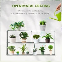 Outsunny 3 Tier Metal Plant Stand, Greenhouse Staging Shelving Flower Pot Shelf, Flower Display Storage Rack for Outdoor Indoor Garden Balcony Garage, 222 x 30 x 114cm(m-6)