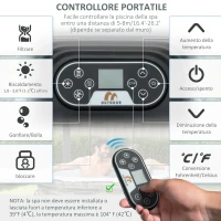 Outsunny Cadă SPA Rotundă Gonflabilă cu 108 Jeturi de Aer, Bule, Protecție și Cartușe de Filtrare, Φ180x68 cm, Albastru(m-6)