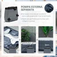 Outsunny Cada spa rotunda, gonflabila, cu 108 jeturi de aer, de exterior, pentru 4-6 persoane, Albastru inchis(m-4)