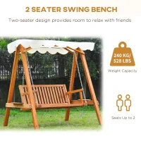Outsunny 2 Seater Wooden Wood Garden Swing Chair Seat Hammock Bench Furniture Lounger Bed Wood New(Cream)(m-6)
