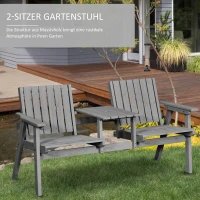 Outsunny Outdoor Furniture Patio Wooden Tete a Tete Garden Bench Chair with Table Conversation Set(m-4)