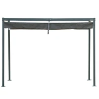 Outsunny 3 x 2m Metal Pergola Gazebo Patio Sun Shelter Grape Tent Retractable Canopy Grey(m-11)