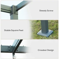 Outsunny 3 x 2m Metal Pergola Gazebo Patio Sun Shelter Grape Tent Retractable Canopy Grey(m-5)