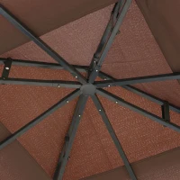 Outsunny 3 x 3 Meters Gazebo Marquee Metal Party Tent Canopy Pavillion Patio Garden Shelter Steel Frame with mesh sidewall - Coffee(m-8)