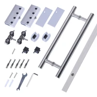 HOMCOM 90cm Modern Sliding Door Set Kit w/ Frosted Glass Door Aluminium Rail Opaque Home Decoration DIY Office Style(m-4)