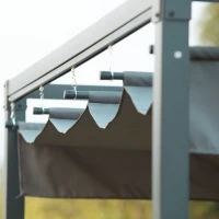 Outsunny 3 x 2m Metal Pergola Gazebo Patio Sun Shelter Grape Tent Retractable Canopy Grey(m-7)