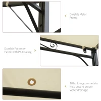 Outsunny 3 x 2.5m Garden Metal Pergola Flat Extended Roof w/Kits Outdoor Steel Frame Cream White(m-5)