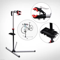 HOMCOM Bike Repair Stand Workstation, Bicycle Maintenance Workstand, Height Adjustable, with Tool Tray & 360° Rotating Adjustable Clamp for Home Mechanic Workshop(m-6)