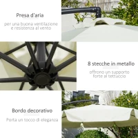 Outsunny Ombrellone da Giardino a Braccio in Metallo e Poliestere con Apertura a Manovella, Ø2.7x2.7 m, Beige(m-6)