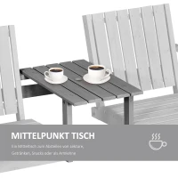 Outsunny Outdoor Furniture Patio Wooden Tete a Tete Garden Bench Chair with Table Conversation Set(m-6)
