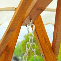 Outsunny 2 Seater Wooden Wood Garden Swing Chair Seat Hammock Bench Furniture Lounger Bed Wood New(Cream)(m-7)