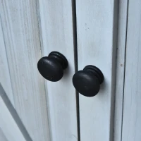 Outsunny Garden Shed Wooden Garden Storage Shed Fir Tool Cabinet Organiser with Shelves Double Door  - 110L x 55W x117Hcm Grey(m-8)