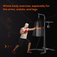 HOMCOM Freestanding Boxing Punch Bag & Speed Ball Station Hanging Frame Training Exercise Platform Home Gym Heavy Duty(m-4)