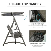 Outsunny 3 Seater Rattan Swing Chair Garden Swing Bench Patio Outdoor Hanging Porch Swing with Adjustable Canopy, Aluminum Frame, Brown(m-4)