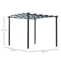 Outsunny 3 x 3 Meter Metal Pergola Gazebo Grape Trellis Climbing Plants Outdoor Sun Shelter Arbours Garden(m-3)