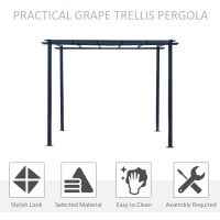 Outsunny 3 x 3 Meter Metal Pergola Gazebo Grape Trellis Climbing Plants Outdoor Sun Shelter Arbours Garden(m-6)