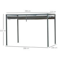 Outsunny 3 x 2m Metal Pergola Gazebo Patio Sun Shelter Grape Tent Retractable Canopy Grey(m-3)