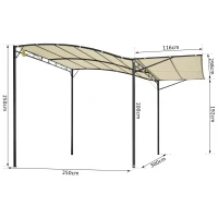 Outsunny 3 x 2.5m Garden Metal Pergola Flat Extended Roof w/Kits Outdoor Steel Frame Cream White(m-3)