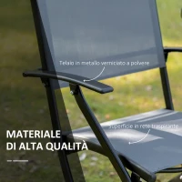 Outsunny Set Tavolo con 2 Sedie da Giardino Pieghevoli, in Vetro Temperato e Metallo, Grigio(m-5)