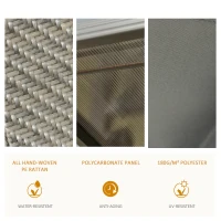 Outsunny 3 Seater Rattan Swing Chair Garden Swing Bench Patio Outdoor Hanging Porch Swing with Adjustable Canopy, Aluminum Frame, Brown(m-6)