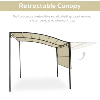 Outsunny 3 x 2.5m Garden Metal Pergola Flat Extended Roof w/Kits Outdoor Steel Frame Cream White(m-4)