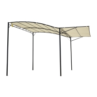Outsunny 3 x 2.5m Garden Metal Pergola Flat Extended Roof w/Kits Outdoor Steel Frame Cream White
