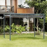 Outsunny 3 x 2m Metal Pergola Gazebo Patio Sun Shelter Grape Tent Retractable Canopy Grey(m-10)