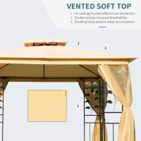 Outsunny 3 x 3 Meter Gazebo Marquee Metal Party Tent Canopy Pavillion Patio Garden Shelter with mesh sidewall(m-5)