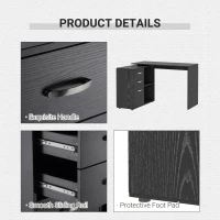 HOMCOM Computer Desk Table Workstation Home Office L Shape Drawer Shelf File Cabinet Black(m-6)
