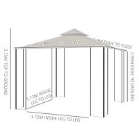 Outsunny 3 x 3 Meters Gazebo Outdoor Patio Party Tent Shelter Garden Canopy Double Tier Sun Shade Steel Frame Beige(m-3)