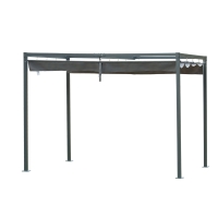Outsunny 3 x 2m Metal Pergola Gazebo Patio Sun Shelter Grape Tent Retractable Canopy Grey