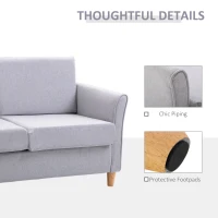 HOMCOM Two-Seater Linen-Look Sofa - Grey(m-6)