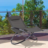 Outsunny Outdoor Orbital Lounger Zero Gravity Patio Chaise Sun Lounger Foldable Rocking Chair with Pillow, Grey(m-10)