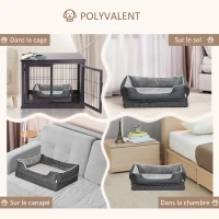 PawHut Lit pour animaux de compagnie panier pour chien orthopédique mousse à mémoire avec housse lavable amovible 75 x 60 x 20 cm gris blanc(m-4)